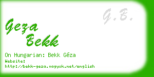 geza bekk business card