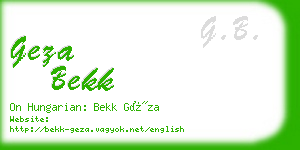 geza bekk business card